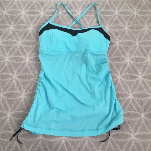lululemon athletica Tops - Lululemon Blue/Black Cinched Workout Tank Top